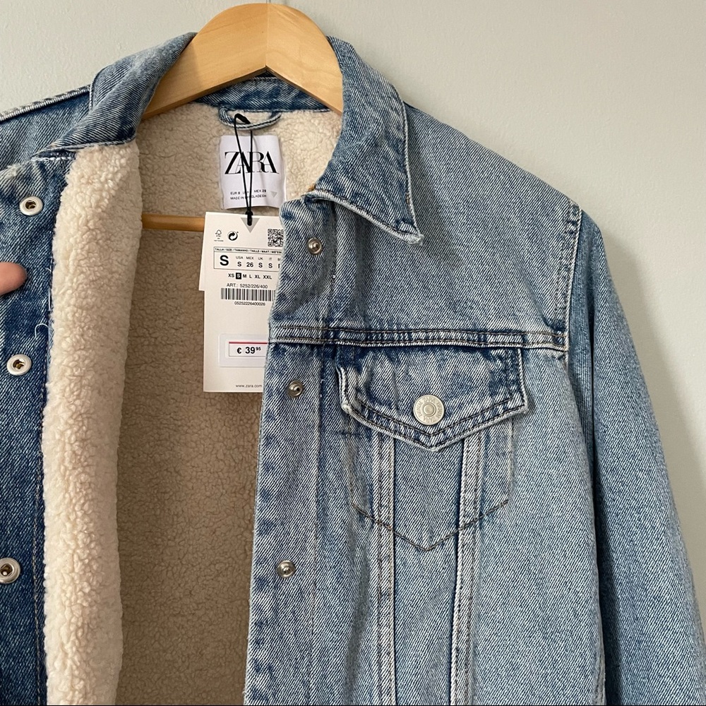 NWT ZARA Sherpa lined denim jacket